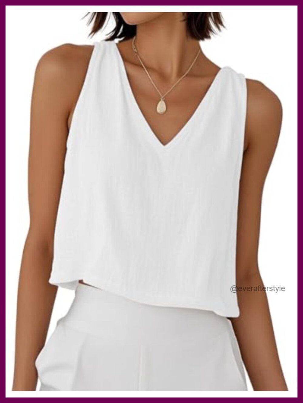 Linen Crop Tank Top Sleeveless V Neck Casual Beach Shirt